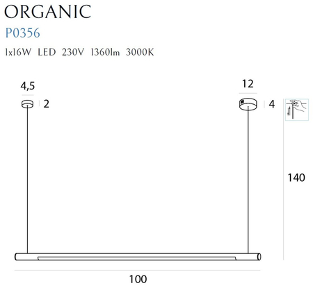 Lampa wisząca Maxlight P0356 złoty
