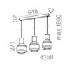 Lampa wisząca AQForm Modern Glass Barrel GU10 x 3 Czarny Struktura