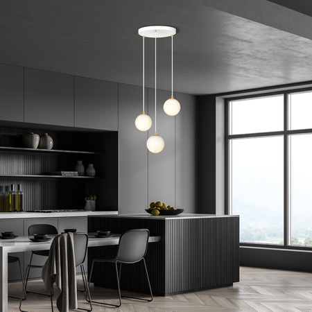 Lampa wisząca ROYAL 3 Emibig 1244/3 biały/złoty