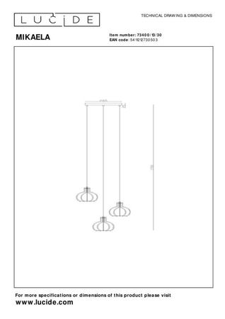 Lampa wisząca Lucide MIKAELA 73400/13/30 czarny