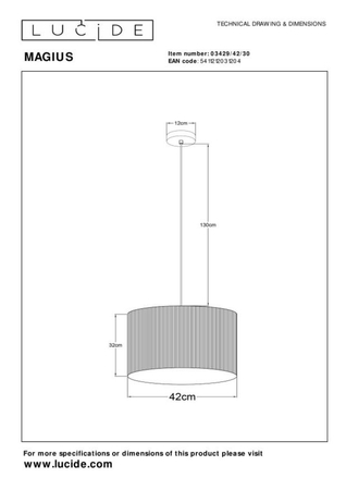 Lampa wisząca Lucide MAGIUS 03429/42/30 drewniany