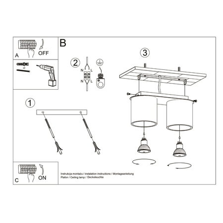 Sollux Lighting Plafon ORBIS 2 szary SL.0055