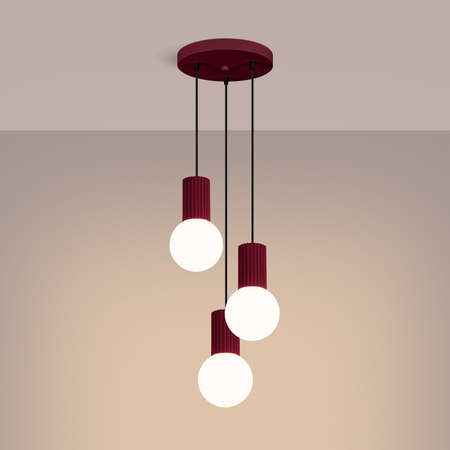Sollux Lighting Lampa wisząca HALO 3P burgund SL.1750