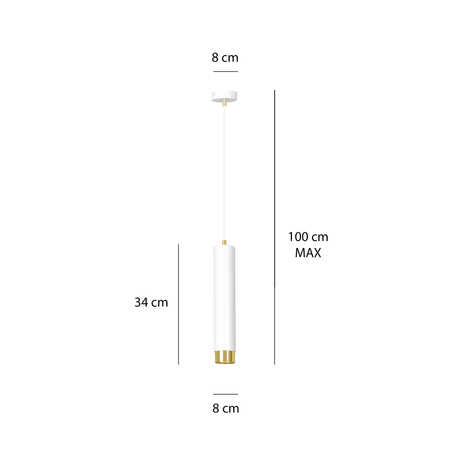 Lampa wisząca KIBO 1 WH/GOLD Emibig 642/1 biały/złoty