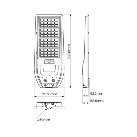 Eko-Light Latarnia Solarna Via 150W 1800lm 6000K EKO9095 CZARNY