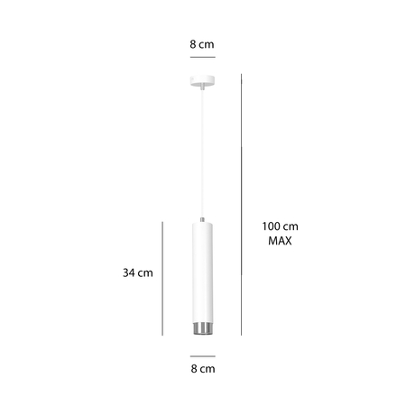 Lampa wisząca KIBO 1 WH/CHROME Emibig 641/1 biały/chrom
