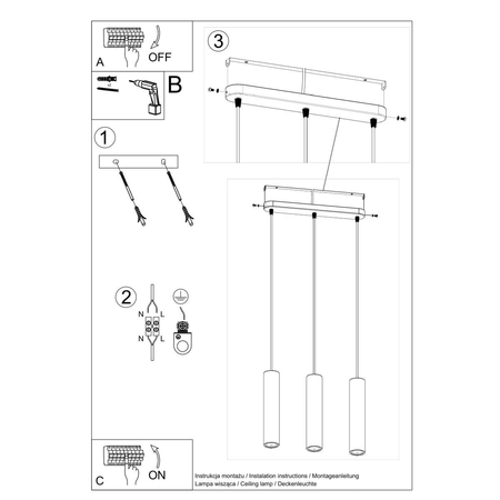 Sollux Lighting Lampa wisząca LUVO 3L SL.0655