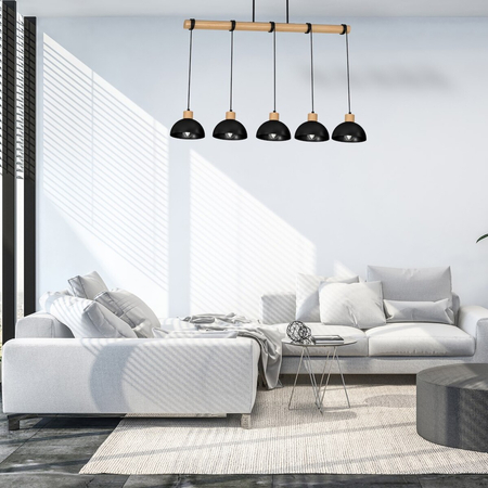 Milagro Lampa wisząca ERIK Black/Wood 5xE27 MLP7227 CZARNY