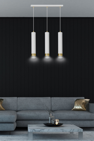 Lampa wisząca KIBO 3 WH/GOLD Emibig 642/3 biały/złoty