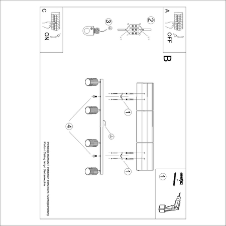 Sollux Lighting Plafon KARBON 4L ochra czerwona SL.1641