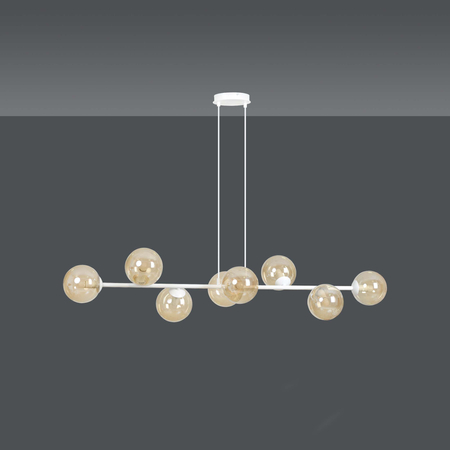 Lampa wisząca ROSSI 8 WH MIODOWY Emibig 879/8 biały/beżowy