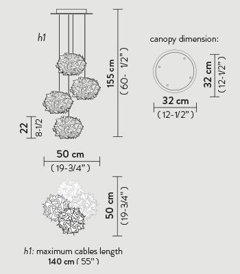 Lampa wisząca Slamp VEL78SOS140TBW000 Veli Mini Quartet