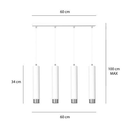 Lampa wisząca KIBO 4 WH/CHROME Emibig 641/4 biały/chrom