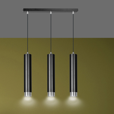 Lampa wisząca KIBO 3 BL/CHROME Emibig 643/3 czarny/chrom