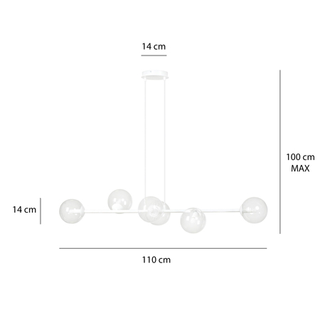 Lampa wisząca ROSSI 6 WH TRANSPARENT Emibig 877/6 biały