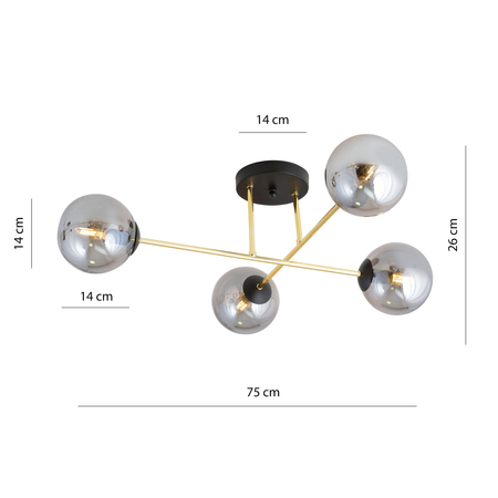 Lampa sufitowa MAGNUM 4 Emibig 1269/4 biały/czarny