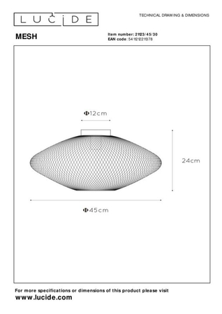 Lampa sufitowa Lucide MESH 21123/45/30 czarny