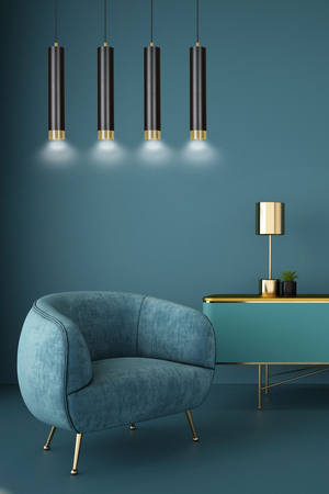 Lampa wisząca KIBO 4 BL/GOLD Emibig 644/4 czarny/złoty