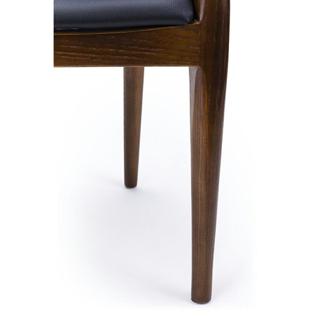 Krzesło ELBOW ciemnobrązowe - drewno jesion, ekoskóra czarna