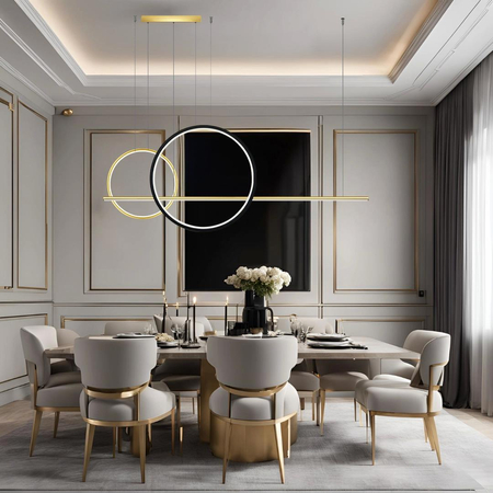 Lampa wisząca Linea No.4 60/40cm złotoczarna 3k