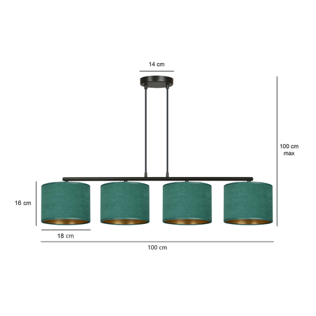 Lampa wisząca HILDE 4 BL GREEN Emibig 1051/4 zielony