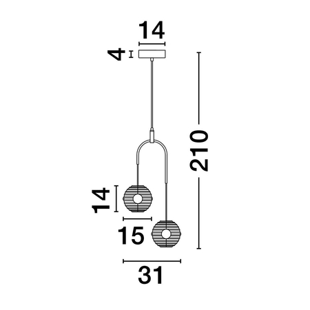 Lampa wisząca Luces Exclusivas LE44233 czarny, złoty i odcienie złota