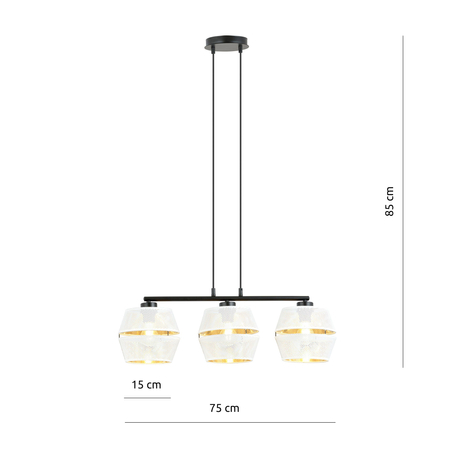 Lampa wisząca MALIA 3 Emibig 1184/3 biały/czarny