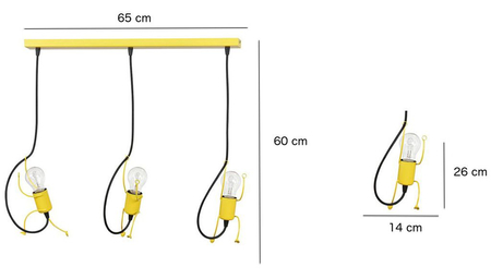 Lampa wisząca BOBI 3 YELLOW Emibig 536/3 żółty