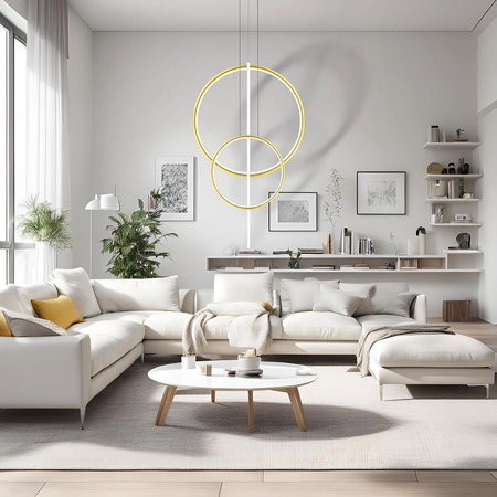 Lampa wisząca Linea No.5 60/40cm złoto-biała 3k