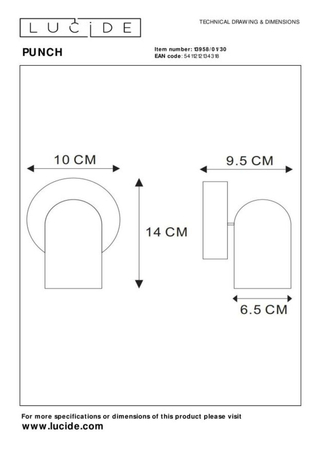 Reflektor Lucide PUNCH 13958/01/30 czarny