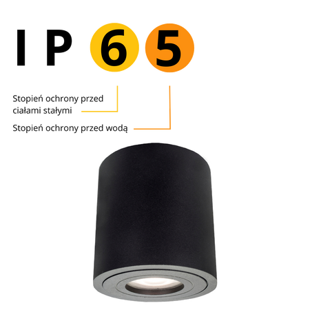 Oczko Faro XL natynkowa 1xGU10 czarna IP65 LP-6510/1SM XL BK