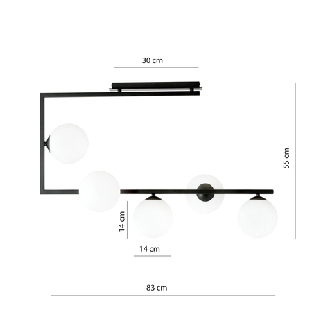 Lampa sufitowa SOMA 5 Emibig 1291/5 biały/czarny
