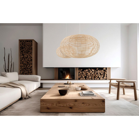 Lampa wisząca Nowodvorski RATTAN L 11155 Naturalne drewno Biały