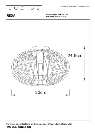 Lampa sufitowa Lucide REDA 78199/01/30 czarny