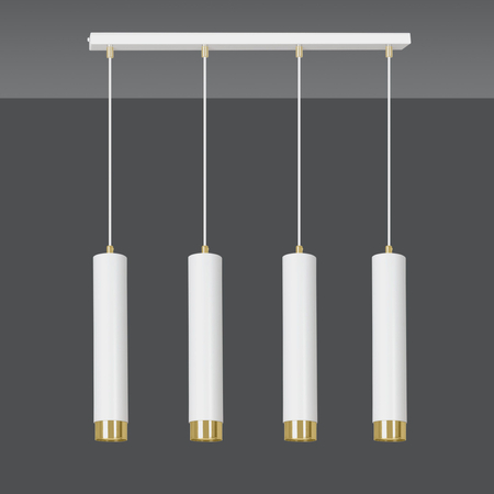 Lampa wisząca KIBO 4 WH/GOLD Emibig 642/4 biały/złoty