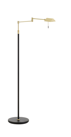 Lampa podłogowa LITE mosiądz mat, czarny mat LED 10W 3000K regulowana wysokość, ściemnialna, wychylna