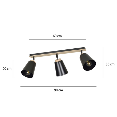 Lampa sufitowa ATLAS 3 BLACK Emibig 725/3 czarny
