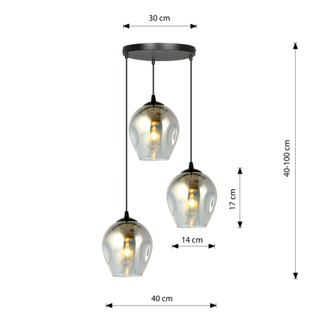 Lampa wisząca ISTAR 3 BL PREMIUM GRAFIT Emibig 680/3PREM czarny