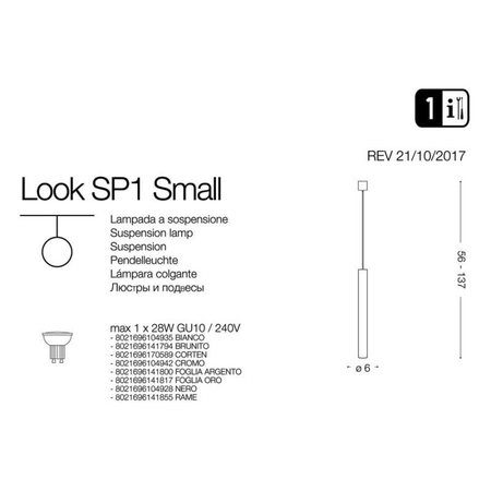 Lampa wisząca IdealLux 194806 Look SP1 SMALL Cromo sfumato