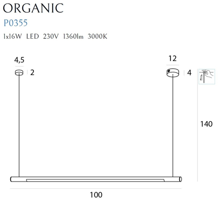 Lampa wisząca Maxlight P0355 chrom