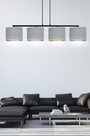 Lampa wisząca HILDE 4 BL GRAY Emibig 1050/4 czarny/chrom
