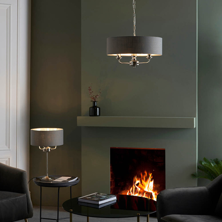 Lampa stołowa Endon Lighting Highclere 99149 nikiel