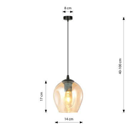 Lampa wisząca ISTAR 1 BL MIODOWY Emibig 677/1 czarny/złoty