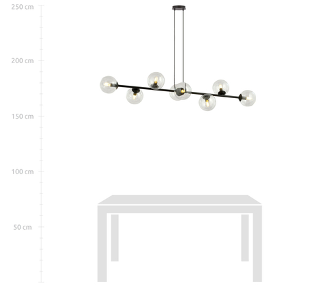 Lampa wisząca ROSSI 8 BL TRANSPARENT Emibig 874/8 czarny
