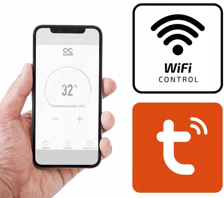 Panel grzewczy Cronos z WiFi i pilotem 960W kolor ramki czarny