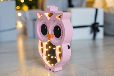 Nocna lampka dla dzieci HappyMoon "OWL" Pink