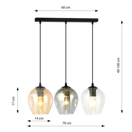 Lampa wisząca ISTAR 3 BL MIX Emibig 678/3 czarny/złoty