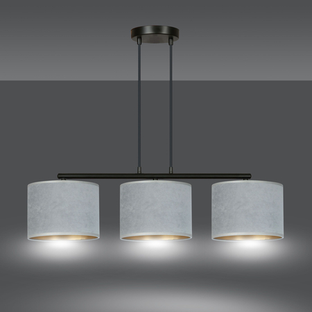 Lampa wisząca HILDE 3 BL GRAY Emibig 1050/3 czarny/chrom