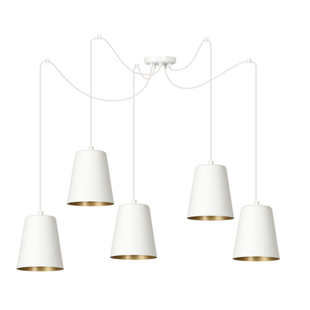 Lampa wisząca LINK 5 WHITE / GOLD Emibig 456/5 biały/złoty