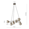 Lampa wisząca AZURA 6 Emibig 1294/6 czarny/złoty